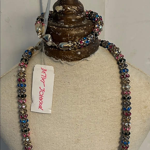 Betsey Johnson Jewelry - Betsey Johnson Blue Pink Black Beaded Necklace and Bracelet Set